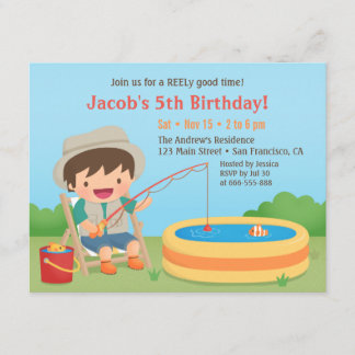 Niedliche Junge Lieben Fischen Geburtstagsparty Ei Einladung