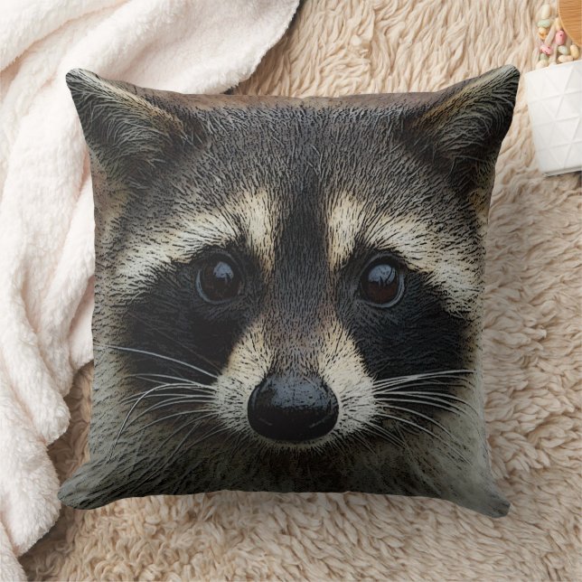 Niedliche junge Raccoon-Gesichtsmaske und Stachel  Kissen (Decke)
