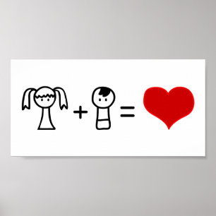Niedliche Junge und Mädchen Liebe Doodle Poster