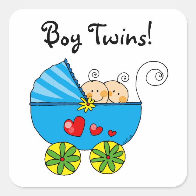 Niedliche junge Zwillinge Quadratischer Aufkleber (Vorderseite)