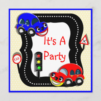 Niedliche Jungen Autos gedachte Party Einladung