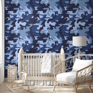 niedliche Jungen gekachelt Camouflage blaues Kinde Tapete