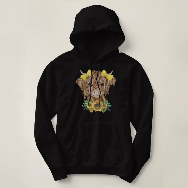 Niedliche Junglandkuh mit Sonnenblumen Kalb Tier Hoodie (Design vorne)