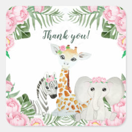 Niedliche Jungle Animals Baby Girl Duwer Gevor Quadratischer Aufkleber