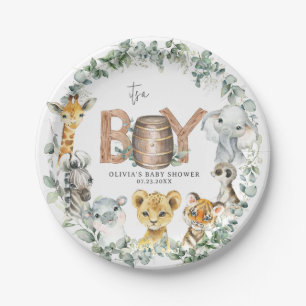Niedliche Jungle Animals Grüne Kinderdusche Pappteller
