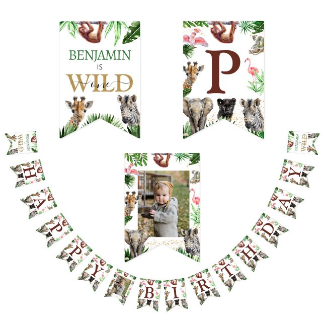 Niedliche Jungle Animals Safari Geburtstag Wimpelkette (Von Creator hochgeladen)