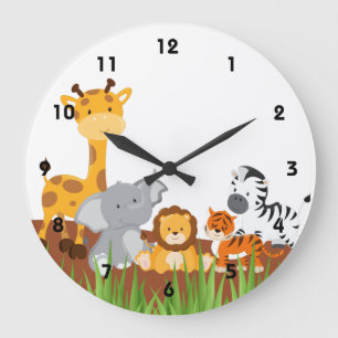 Niedliche Jungle Baby-Wall-Uhren Große Wanduhr