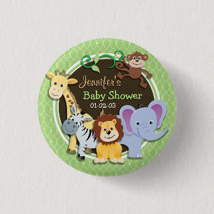 Niedliche Jungle-Babydusche; helle grüne Ovale Button