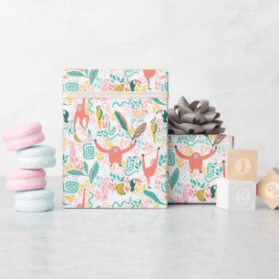 Niedliche Jungle-Happy-Tiermuster in hellen Farben Geschenkpapier
