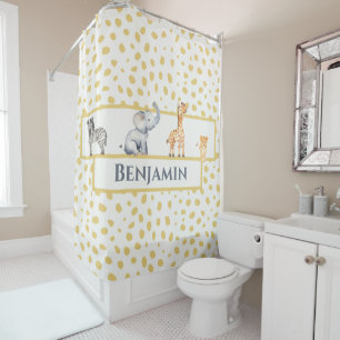 Niedliche Jungle Safari Baby Tiere Duschvorhang