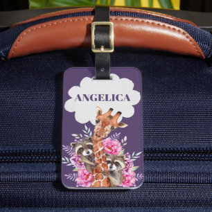 Niedliche Jungle Safari Blumengiraffe Kinder Gepäckanhänger