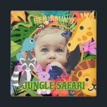 Niedliche Jungle Safari Tiere Kinder Foto Magnet<br><div class="desc">Niedliche Jungle Safari Tiere Kinder Foto Wild One Birthday Gender Neutral Design. Dies ist ein niedliches Design zum Thema Wildtiere mit Dschungeltieren,  das durch das Hinzufügen von Kindernamen und Foto angepasst werden kann. Es ist ein dekorativer Rahmen für Fotos,  der sich zum Geburtstag,  den ersten Schultag,  Weihnachten usw. eignet.</div>