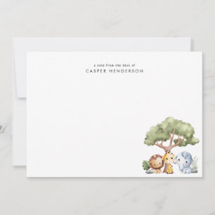 Niedliche Jungle Safari Tiere Kinder Name Mitteilungskarte