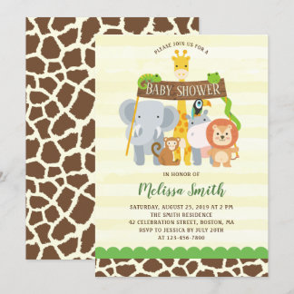 Niedliche Jungle Safari Tiere Kinderdusche Einladu Einladung