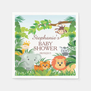Niedliche Jungle Safari Tiere Kinderdusche Napkins Serviette