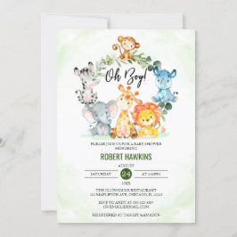 Niedliche Jungle Safari Tiere Oh Boy Baby Dusche Einladung