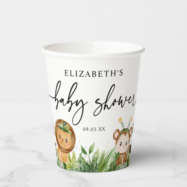 Niedliche Jungle Safari Tiere Party Kinderdusche Pappbecher (Links)