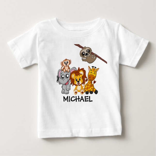 Niedliche Jungle Safari Tierkind Kinder Baby T-shirt (Vorderseite)