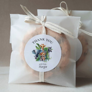 Niedliche Jungle Safari Tropical Animals Kinderdus Runder Aufkleber