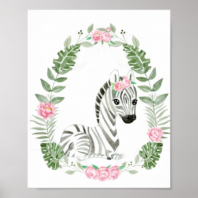 Niedliche Jungle Safari Zebra für kleine Mädchen Poster (Vorne)