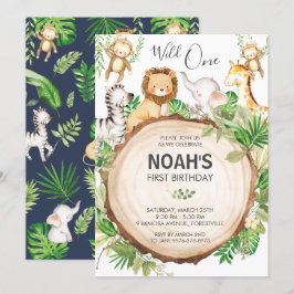 Niedliche Jungtiere 1. Geburtstag Wilde Eine Grüne Einladung