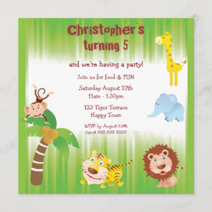 Niedliche Jungtiere Geburtstagsparty Einladung