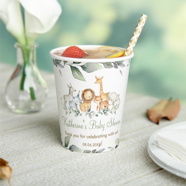 Niedliche Jungtiere Grünpflanzen Neutrale Babydusc Pappbecher (In Situ)