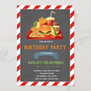 Niedliche Junkfood-Geburtstagsparty Einladung