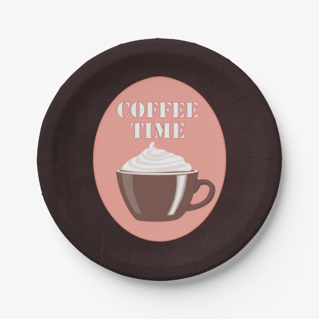 Niedliche Kaffee-Tasse Café "Kaffee-Zeit" Pappteller (Vorderseite)