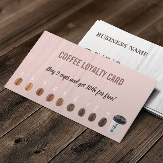 Niedliche Kaffeebohnen Pink Coffee Loyalty Cards Treuekarte (Von Creator hochgeladen)