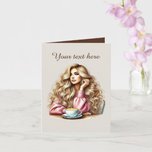 Niedliche Kaffeeliebhaber fügen eine Nachricht hin Karte