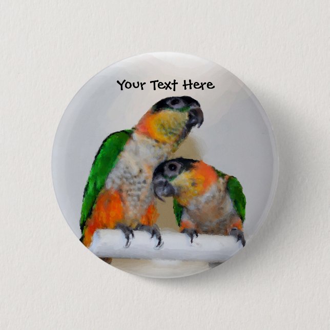 Niedliche Kaique Parrot Pair Animal-Taste Button (Vorderseite)
