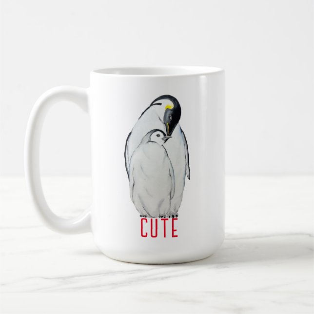 Niedliche Kaiserpinguinfamilie T - Shirt Kaffeetasse (Links)
