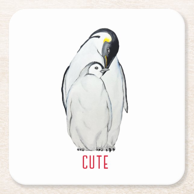 Niedliche Kaiserpinguinfamilie T - Shirt Rechteckiger Pappuntersetzer (Vorderseite)