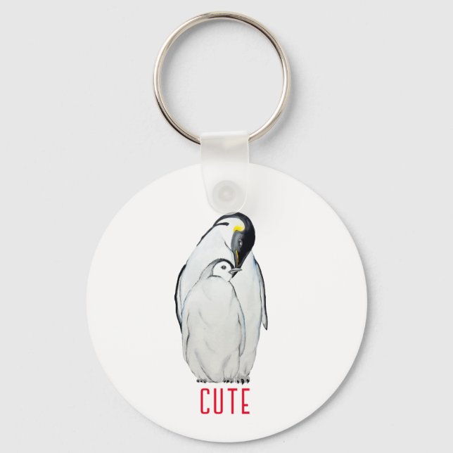 Niedliche Kaiserpinguinfamilie T - Shirt Schlüsselanhänger (Vorderseite)