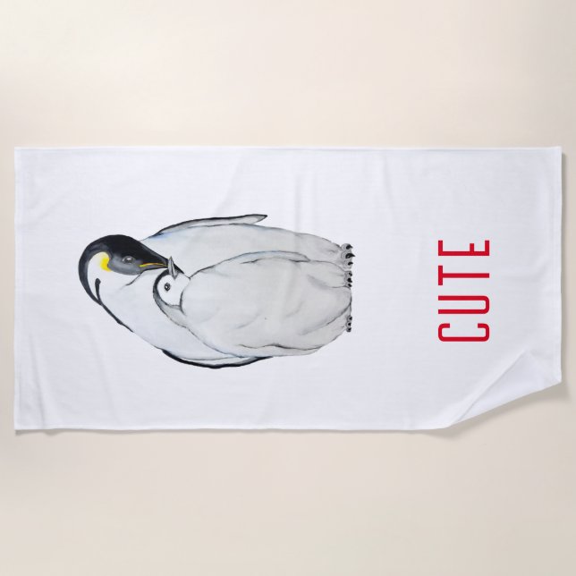 Niedliche Kaiserpinguinfamilie T - Shirt Strandtuch (Vorderseite)