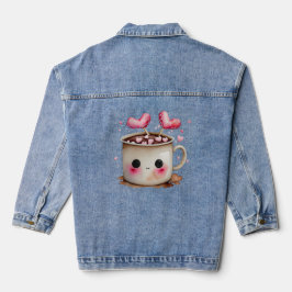 Niedliche Kakao-Tasse mit Marshmallow Herz Jeansjacke