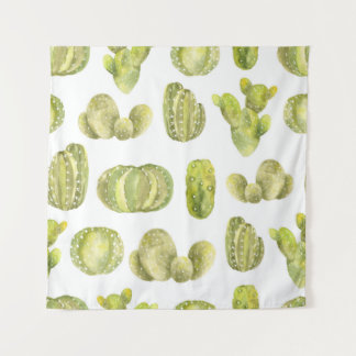 Niedliche Kakteen, Aquarellfarben Nahtlose Dekorat Wandteppich