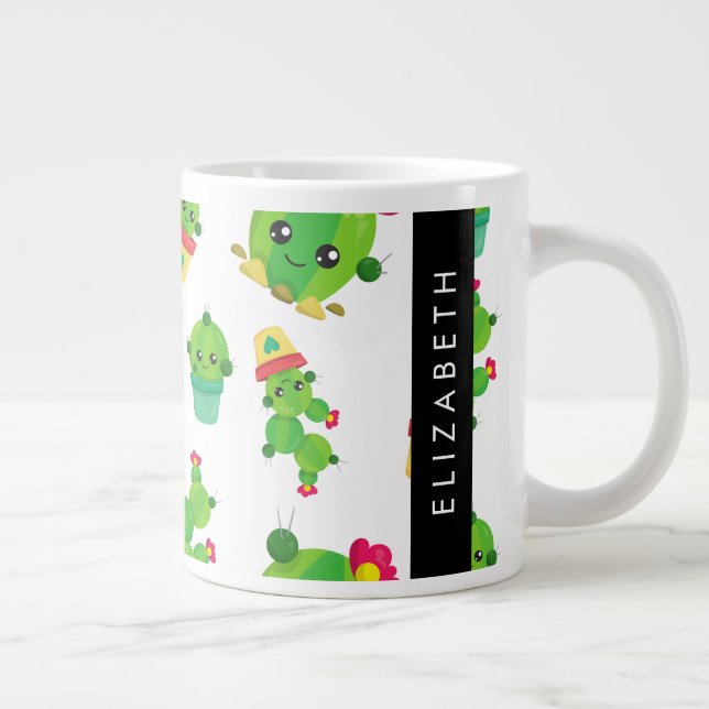 Niedliche Kakteen, Kaktusmuster, Sukkulent, Ihr Na Jumbo-Tasse (Rechts)