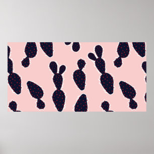 Niedliche Kakteen, nahtlos süße Stimmung und Ton, Poster