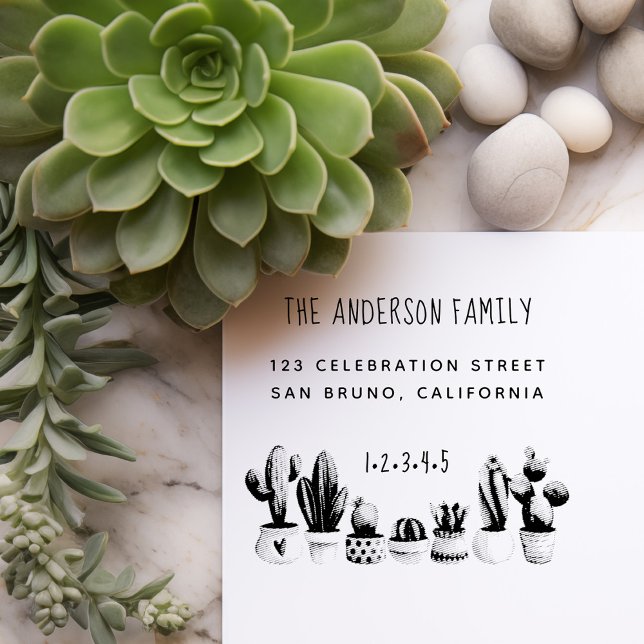 Niedliche Kaktus | Benutzerdefinierter Familiennam Permastempel (Von Creator hochgeladen)