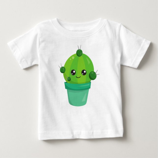 Niedliche Kaktus, Kawaii Kaktus, Grüne Kaktus, Pot Baby T-shirt (Vorderseite)