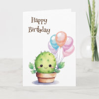 Niedliche Kaktus mit Birthday Balloons