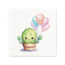 Niedliche Kaktus mit Birthday Balloons
