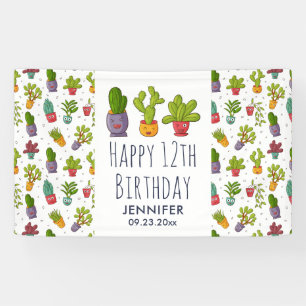 Niedliche Kaktus Nature Succulents Muster Geburtst Banner