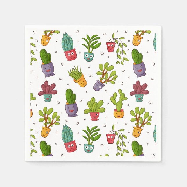 Niedliche Kaktus Nature Succulents Pattern Fun Serviette (Vorderseite)