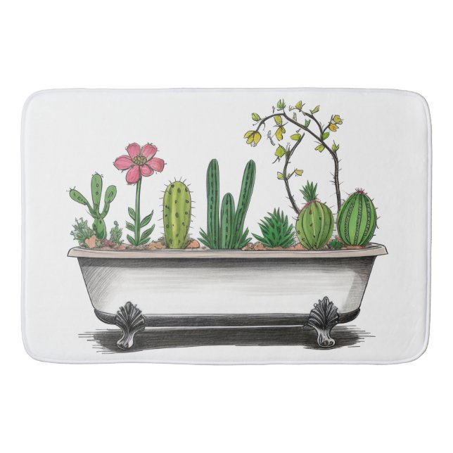 Niedliche Kaktus-Pflanze Badematte (Vorderseite)