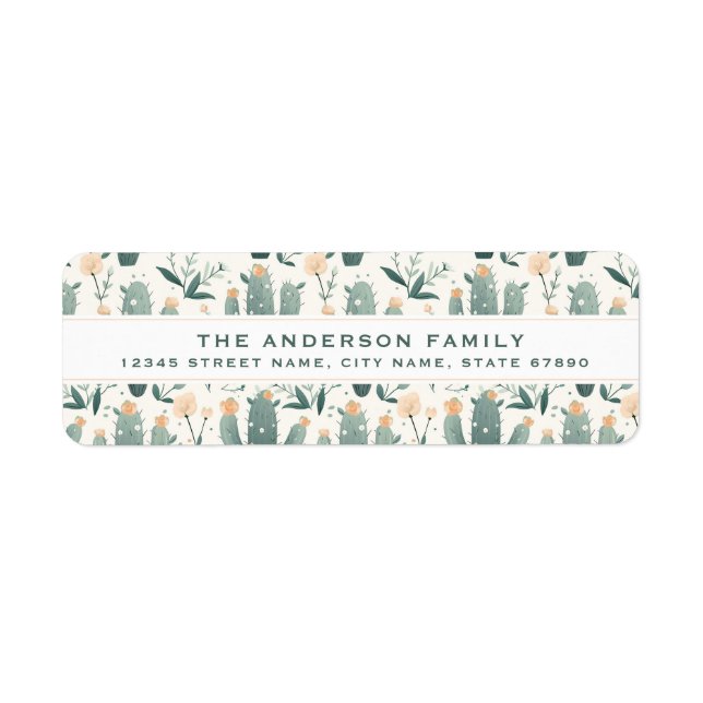 Niedliche Kaktus-Rücksendeadressen-Aufkleber (Vorne)