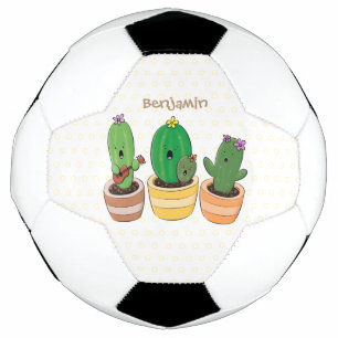 Niedliche Kaktus-Trio-Cartoon-Darstellung Fußball