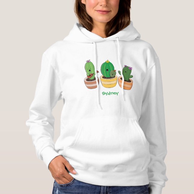 Niedliche Kaktus-Trio-Cartoon-Darstellung Hoodie (Vorderseite)